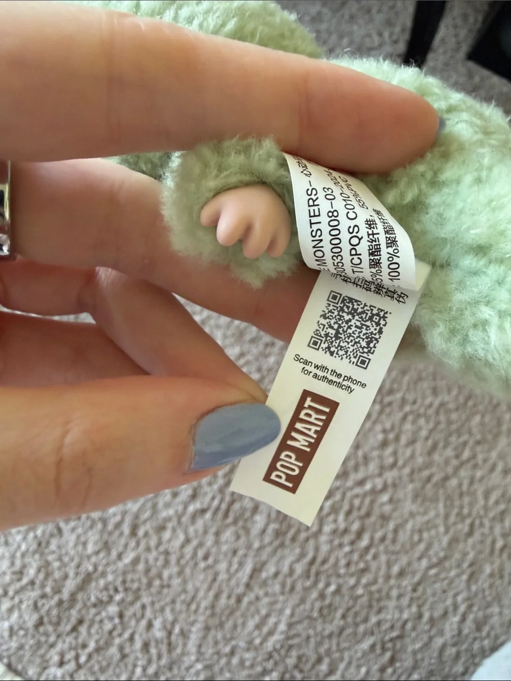 The Monsters Plush Keychain - green macaron labubu - like new